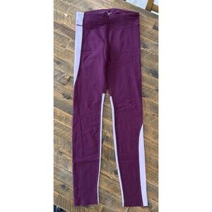 Athleta Girl "Stop the Clock" Colorblock Leggings Burgundy & Mauve 12 EUC